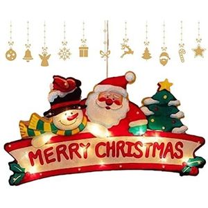 Kerst Raam Silhouet Lichten,Kerstboom Sneeuwpop Eland Kerstman Nacht Nacht | Op batterijen werkenkerstfeestbenodigdheden voor raamdecoratie voordeur Hudhowks