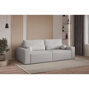Sofa - Denver Mini - Lichtgrijs - Bouclé-Stof - 3-Zits met Slaapfunctie