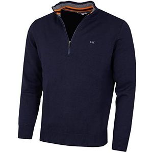 Calvin Klein Golf Heren Katoenen Trui-Marine/Oranje-XL