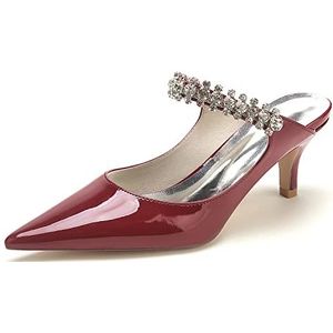EICOFF Dames Slip-op Pompen Jurk Hof Schoenen Vrouwen Lage Kitten Hakken Bruids Bruiloft Schoenen Gesloten Teen Partij Werk Avondsandalen,Burgundy,36 EU