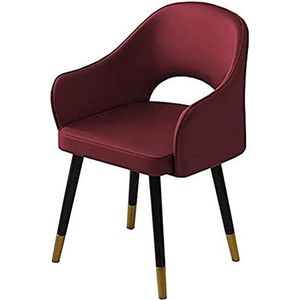 GEIRONV 1 stuks moderne keukenstoel, metalen poten woonkamerstoelen PU-leer hoge rugleuning gewatteerde zachte zitting eetkamerstoelen Eetstoelen (Color : Red, Size : 48x42x81cm)