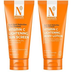 Nutriglow Advanced Organics Vitamin C Sunscreen SPF 50 (100Gm) & Body Lotion (150Ml), Daily Use for All Skin Type - Combo Pack of 2