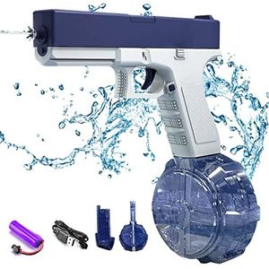 Elektrisch waterpistool, speelgoed voor volwassenen en kinderen, waterpistool met 434 ml inhoud, max. bereik 9,75 m, voor zomer, strand, zwembad, blauw, 434 ml