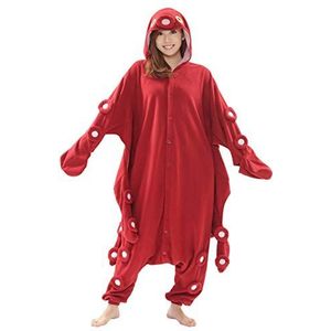Rode Octopus Onesie Kigurumi Verkleedkleding | Red Octopus SAZAC Kigurumi | Volwassenen & Kinderen | One Size Fits All (155-180+ cm)