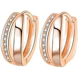 Geometrische golf hoepel oorbellen voor vrouwen Micro kristal koper romantische Rose goud charme Earring hoepels sieraden