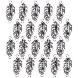 HEALLILY 20 stuks legering veer hanger zilver DIY delicate veer sieraden maken accessoires charme voor armband handwerk ketting