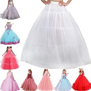 Meisjes Petticoat Kinderen Kinderen 3-Hoop 1-Net Crinoline Onderrok Gezwollen rok 1-18Years (White,25.6'')