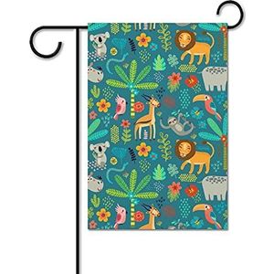 Jungle Dieren Grappige Tuin Vlaggen Voor Buiten Dubbelzijdig 12x18 Inch Decoratieve Huis Yard Vlag Gedrukt Gift Welkom