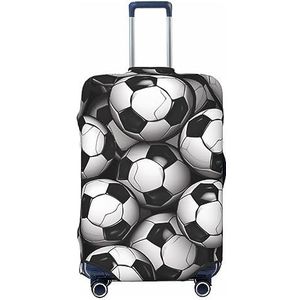 Bagagehoezen zwart-wit voetbalbal patroon print elastische beschermende wasbare bagagehoes reizen stofdichte kofferhoes voor 45-81 cm bagage, Zwart, S