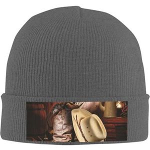 ESASAM Cowboy zwarte hoed westernlaarzen gebreide muts - acryl gebreide muts met geribbelde textuur - gezellige winter hoofddeksels gebreide muts warme muts geïsoleerde hoed buiten hoofddeksels