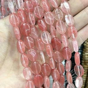 Natuursteen ovale vorm agaat jade tijgeroog kwarts losse spacer kralen voor sieraden maken DIY armband ketting accessoires-watermeloen rood-10X14.0MMabout 14PCS