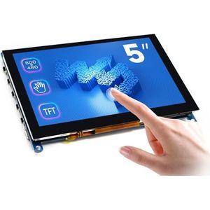 Waveshare 5 inch Display for Raspberry Pi 4 Capacitive Touchscreen HDMI LCD (H) 800x480 Resolution Supports All Raspberry Pi/Windows 10/8.1/8/7 Computer Monitor/Game Console/Multi mini-PC BB Black