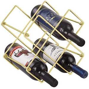 Beihaoer Wijnrek op aanrecht - Wijnhouder met 6 flessen voor wijnopslag - Vrijstaand metalen wijnrek - Klein wijnrek op tafel (goud)