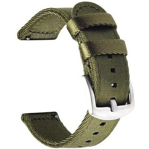 InOmak Nylon armband met snelsluiting, 18-24 mm, groen/zilver, 20mm, strepen