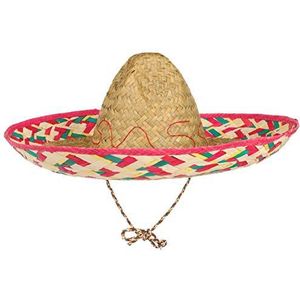 Lipodo Sombrero Mexico Dames/Heren - carnaval zomer hoed zonnehoed met kinband voor Lente/Zomer - One Size naturel