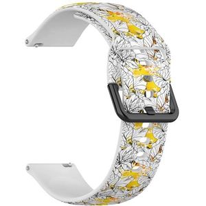 Compatibel met Garmin Venu/Venu 2 Plus/Sq/Sq Music/Sq 2/Sq 2 Music, (bloemen zwart wit geel) 20 mm zachte siliconen sportband armband armband