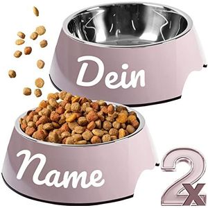 ne&no® Voerbak set van 2 voor honden en katten (L - Gepersonaliseerd, kaasjes)