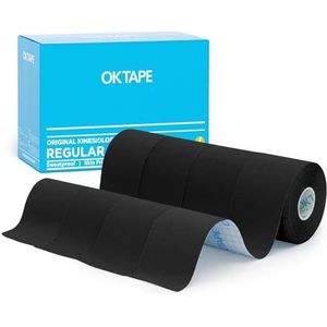 OK TAPE OK TAPE Basic, kinesiologietape, originele elastische sportband voor ondersteuning en herstel, 5 cm x 5 m, 4 rollen, zwart