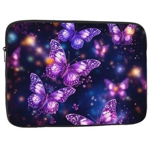 paarse schattige vlinder print Laptop Sleeve Bag voor vrouwen, schokbestendige beschermende laptop case 10-17 inch, lichtgewicht computer cover tas, ipad case