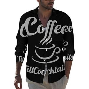 Coffee Till Cocktails heren revers shirt met lange mouwen button down print blouse zomer zak T-shirts tops XL