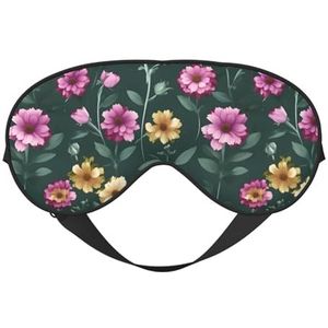 Paarse bloemen unisex elastische verstelbare gesp ontwerp verduisterende slaap oogmasker voor thuis reizen yoga kantoor dutje