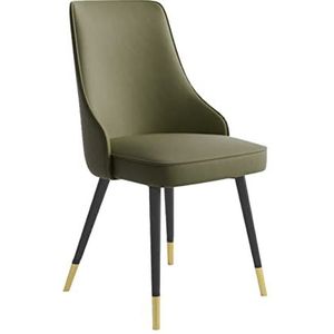 GEIRONV 1 stuks eetkamerstoelen, met metalen benen Pu Lederen waterdichte woonkamer zijstoelen keuken lounge teller stoelen Eetstoelen (Color : Army green, Size : Black gold feet)