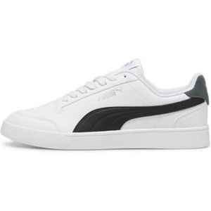 PUMA Heren Shuffle Sneaker, Wit Zwart Zilver, 13 UK, Puma White Puma Zwart Puma Zilver, 48.5 EU