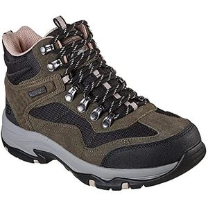 Skechers Trego Alpine Trail Wandelschoen voor dames, Olijf Suede Terug Textiel Donker Natuurlijke Trim, 41 EU