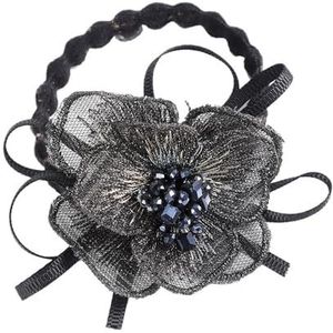 Elegante Mode Haaraccessoires Vrouwen Rose Bloem Parel Strass Haarbanden Elastisch Haar Touw Ring Scrunchies (Color : CB0086-G)