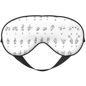 Zacht ademend slaapgebarentaal alfabet. Print oogmasker, lichtblokkering, verstelbare riem, slaapmasker voor reizen, nachtwerk, kantoor