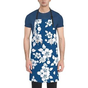ZhaoYuGoods Mooie roze varkensschorten met zakken voor dames en heren, stijlvolle kookschorten voor keuken tuinieren salon, ideale print schort, Hawaii Bloem, Eén maat