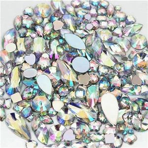 18g Ongeveer 300 stuks Gemengde Vormen Maten AB Acryl Strass 3D Nail Art Strass Niet Hotfix Flatback Stenen Decoraties-Clear AB