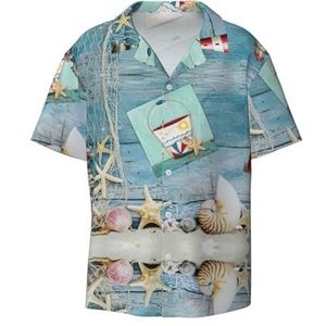 OdDdot Starfish Lighthouse Beach Print Heren Jurk Shirts Atletische Slim Fit Korte Mouw Casual Business Button Down Shirt, Zwart, XL