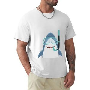 Heren T-shirt met bril haai korte mouwen T-shirt ronde hals T-shirt voor mannen, Gebrilde haai 1, 3XL