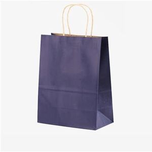 25/50Pcs Bruin Kraftpapier Geschenkzakken Met Handvat Voor Bruiloft Verjaardagsfeest Gunst Tas Boodschappentassen Voor Kleine Zaken Boodschappen (Donkerblauw, 50 STKS_32X11X25CM)