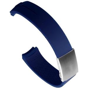 dayeer Siliconen Horlogebanden Voor Tissot EXPERT T013 T047 T081 T33 T047420A Rubberen Band Horlogeband vervanging accessoires (Color : Blue claspsilver, Size : 20mm)