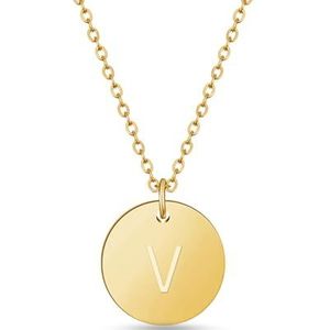 Letters Ketting Goud I Gouden Ketting Dames met 18 Karaat Goud Plating I Gouden Ketting voor Vrouwen I Letters Ketting met Hanger in Goud I Letters Ketting (V)