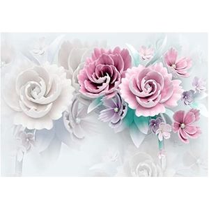 Fotobehang bloemen 3D pastel romantisch fotobehang woonkamer slaapkamer muurbehang vliesbehang UV-bestendig montageklaar (14149, VEXXL (312x219 cm) 3 banen