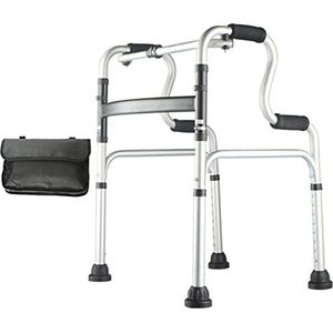 Wandelaars voor senioren Opvouwbare Walker Loophulp Frame Lichtgewicht en in hoogte verstelbare indoor wandelaars voor senioren wandelframe, B, zilveren lichtster