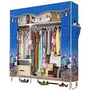 Kledingkast Garderobe Kast Stalen Buis Combinatie Garderobe Doek Vrijstaande Kast Opslag Organizer Plank Kast Slaapkamer Kledingkast (Color : A, Size : 107 * 46 * 172cm)