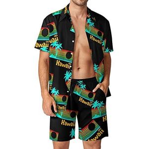 Jaren 80 Retro Vintage Hawaii Hawaïaanse bijpassende set 2-delige outfits button down shirts en shorts voor strandvakantie