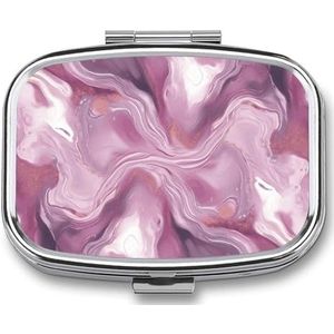 Parel Paars Marmer Pil Doos, 2 Compartiment Geneeskunde Pil Case, Draagbare Pil Organizer voor Pocket Of Portemonnee Decoratieve Metalen Geneeskunde Vitamine Organizer
