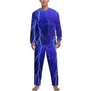Blue Thunder Storm Zachte Heren Pyjama Set Comfortabele Lange Mouw Loungewear Top En Broek Geschenken XL