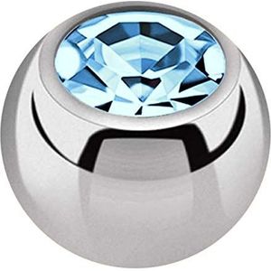 Titanium piercing sieraden sluiting bal in 1,6 x 4 mm, bezet zirkonia in vele kleuren selecteerbaar, Titanium, Kubieke zirkonia