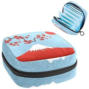 oosterse kers Fuji Mountain Japan Landschap,Periode Pouch Draagbaar,Tampon Opbergtas,Tampon Houder voor Portemonnee Vrouwelijke Product Organizer, Meerkleurig, 4.7x6.6x6.6 in/12x17x17 cm