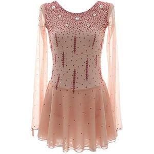 Roze,11/13,PONNYC Kunstschaatsjurk Voor Meisjes Handgemaakte Schaats Wedstrijdoutfit Hoogelastische Turnpakjes Voor Artistieke Gymnastiek Glanzende Rolschaatsrok Met Kristallen