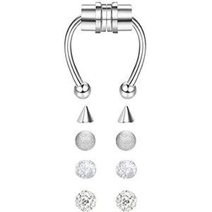 Neuspiercing U vormige roestvrij staal nep neus ring hip hoepel septum rock magneet neus piercing punk piercing lichaam sieraden Helixpiercing (Size : D4)