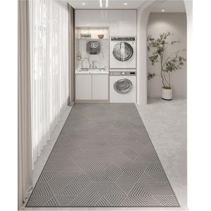 Hallway Runner Rug, Soft Non Slip Entryway Rug Runner 60/80/100/120/140/160/180/200 cm Wide Hallway Runner Rug Carpet Grey, Area Rugs with Non-Slip Rubber Backed for Entryway Indoor Kitchen Laundry Ro