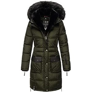 Navahoo Warme winterjas voor dames, parka, gewatteerde mantel, lang, B871, olijfgroen, XL