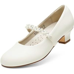 DREAM PAIRS Bloemenmeisje jurk schoenen voor bruiloft,Size 31,Ivoor/Pu,SDFL2403K